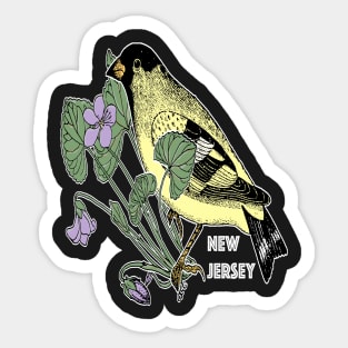 New Jersey State Bird and Flower - Nature Illustration Sticker